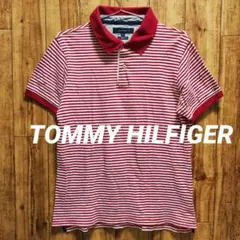 Tommy Hilfiger トミーヒルフィガー 赤白ストライプ 半袖ポロシャツ