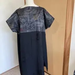 着物リメイクの大島紬ロングチュニック.ワンピース
