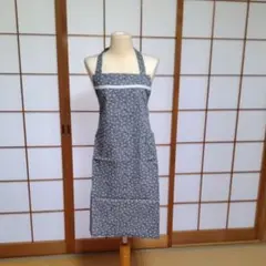 ハンドメイド　エプロン　手作り　黒　小花模様　レース