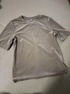 GU シアーベロアT 2枚セット　ダークグレー　ベージュ