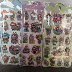 立体シール 3枚セット オーロラ ぷくぷくシール 3Dシール ドロップシール