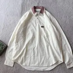 美品(L)長袖/ロンT/コットン100%/綿/日本製/ベージュ/大きい