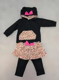 東京ディズニーリゾートなりきりミニーマウス セットアップ　レオパード柄ピンク80