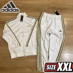 taka 様専用 adidas ジャージ 上下セット ホワイト ゴールド L - メルカリ