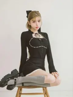 Darich フロントオープンリブニットトップス