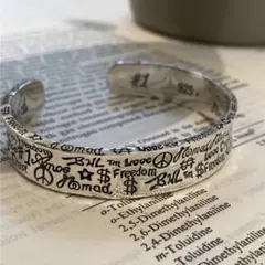 バングル インディアン ブレスレット シルバー ナバホ 英字 ヴィンテージ 銀