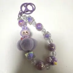 ラブブ キャラクター ポンポンストラップ 紫色