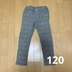 チェック柄　ゴムウエストパンツ 120