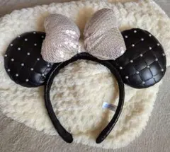 TDR ミニー カチューシャ ホワイト シルバー スパンコール キルティング