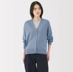 無印良品　ＵＶカットライトニットＶネックカーディガン　Ｍサイズ　ライトブルー