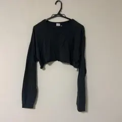 MOUSSY ブラック クロップド長袖Tシャツ