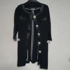 薄手　七分袖ノーカラージャケット　黒Mサイズ