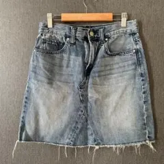 GAP　デニムミニスカート　切りっぱなし　S　ギャップ　フリンジヘム