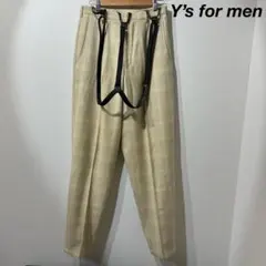 希少 美品 90’s Y's for men サスペンダー チェックウールパンツ