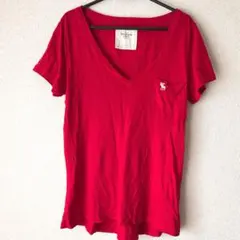 Abercrombie&Fitch アバクロ　Tシャツ　ポケット　刺繍ロゴ　赤