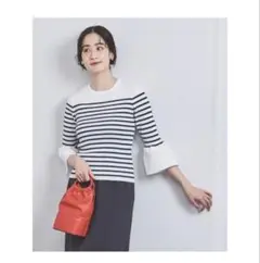 UNITED ARROWS フィットリブフレアスリーブニット