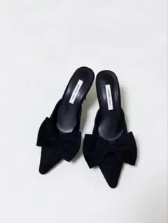 ブラックスエードリボンミュール　theCADEAU in seoul