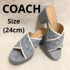 COACH コーチ シグネチャー デニム サンダル ミュール 24ライトブルーのサムネイル