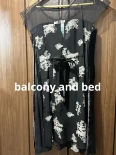 balcony and bed ブラック花柄刺繍ノースリーブワンピース　袖なしのサムネイル