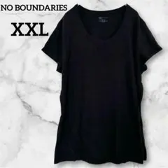 希少✨NO BOUNDARIES 【XXL】 黒　Tシャツ　大きい　半袖　無地