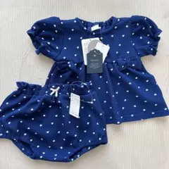 新品未使用　バースデイ　Cottoli ハート模様　セットアップ　70cmのサムネイル