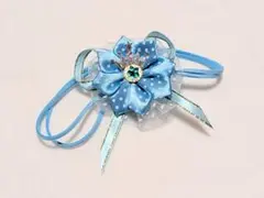 水色 花型リボン ヘアアクセサリー ヘアバンド 王冠モチーフ