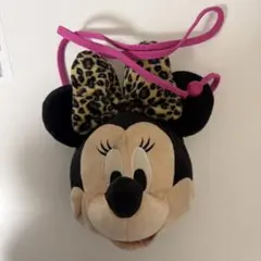 ミニーマウス ぬいぐるみポーチ ヒョウ柄