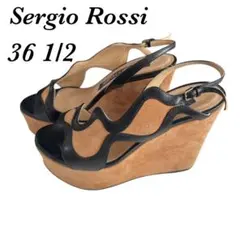 セルジオロッシ 36 1/2 23.5cm サンダル 黒茶　厚底