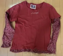 公*o様 ピンクハウス　赤 フリル付き長袖Tシャツ　中古 M