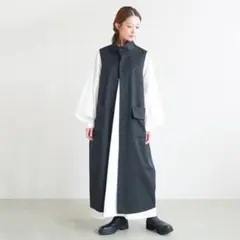 未使用級✨mizuiro ind スタンドカラーワンピース チャコール