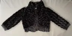黒 ファーボレロ　カーディガン 五分丈Mサイズ
