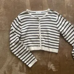 美品　ボーダーニット　クロップド丈
