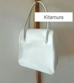 【セール】キタムラ　Kitamura　本革ハンドバッグ　ホワイト白　ヴィンテージ