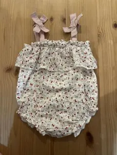 プティマインpetit main チェリー柄キャミソールロンパース80ベビー