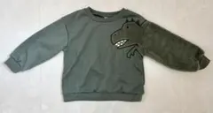 恐竜　裏起毛　トレーナー トップス　110 モスグリーン