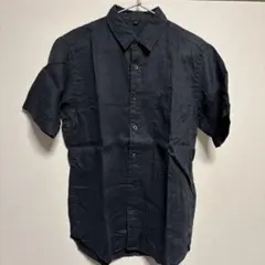 無印良品 リネン半袖シャツ ネイビーのサムネイル