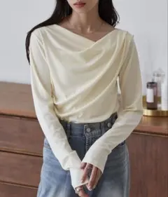 2WAYドレープオフショルリブロンT