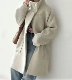 ships any カシミヤ　ミックス　 スタンドカラー　ミドル　コート
