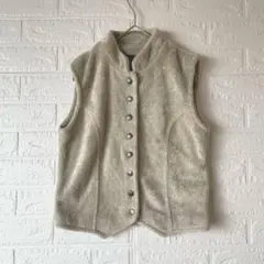 TSUNAMI ノーカラー スリーブレス ベスト フリース風 CANADA製