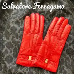 ❣️美品❣️Salvatore Ferragamo ヴァラ 真っ赤なレザー手袋のサムネイル