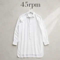 45r シャツワンピース　チュニック　ブラウス　ロングシャツ コットン 白 1