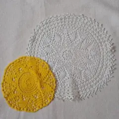 【2点セット】レース編み ドイリー ハンドメイド