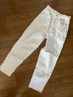 GU テーパードデニムパンツ 白　S