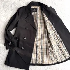 【極美品】希少 バーバリーブラックレーベル トレンチコート ノバチェック 黒 M