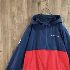 チャンピオン プルオーバー　ハーフジップ　バイカラー　プリントロゴ　LO30