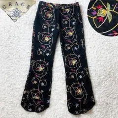 12美品 グレースコンチネンタル 総刺繍 花柄 スキニーパンツ ブラック Sのサムネイル