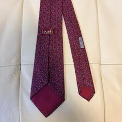 エルメス HERMES ネクタイ ボルドー 赤 幾何学柄 総柄 7052 TA