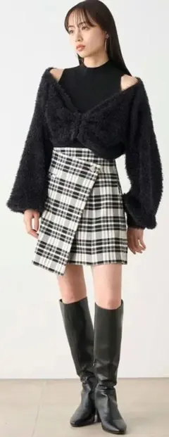 【美品】♥SNIDEL♥♡ラップディティールミニスカートチェック柄【ホワイト】♡