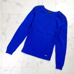DIESEL 長袖コットンニットセーター 切替デザイン 青 XS*OD229