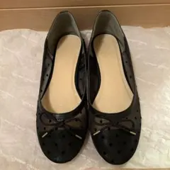 黒 ドット柄 シースルー　チュール　バレエシューズ フラット